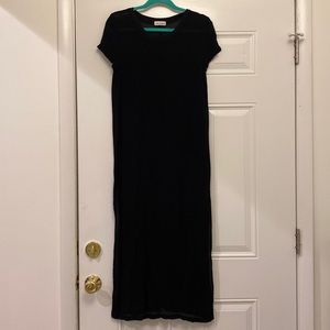 Lacausa anthropologie black sheer cap‎ sleeve maxi dress small